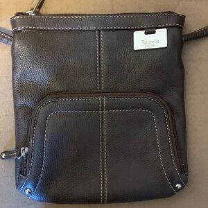 Tignanello Dark Chocolate Brown Pebbled Leather Crossbody